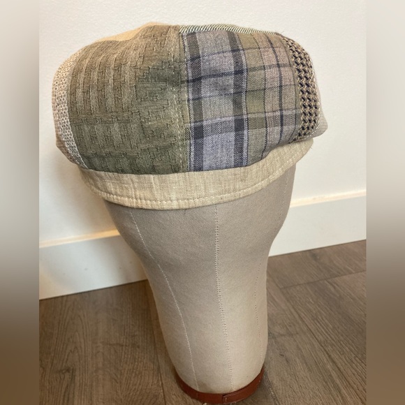 MAGILL LINEN/COTTON BLEND IVY SHAPE BEIGE MIX FLAT CAP - NWOT - Picture 5 of 6